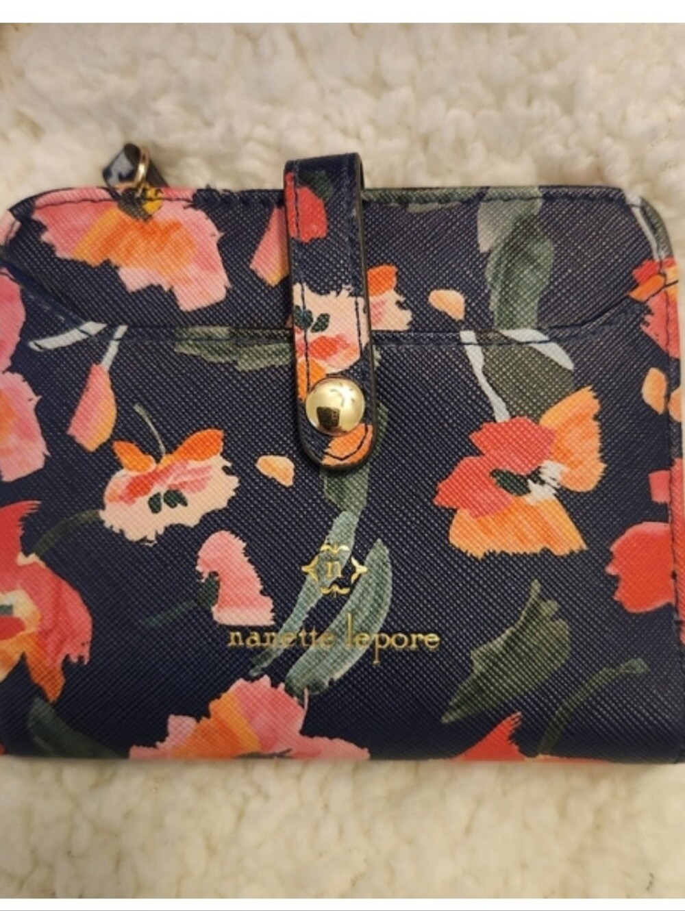 Nanette Lepore Navy & Pink Floral Wallet | Like New
